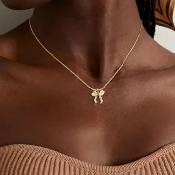 Trendy Risamil Gold Bow Necklace for Women - Stylish Jewelry