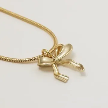 Trendy Risamil Gold Bow Necklace for Women - Stylish Jewelry