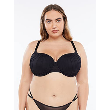 Savage X Fenty Gathered Mesh Balconette Bra in Caviar