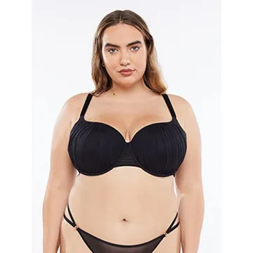 Savage X Fenty Gathered Mesh Balconette Bra in Caviar