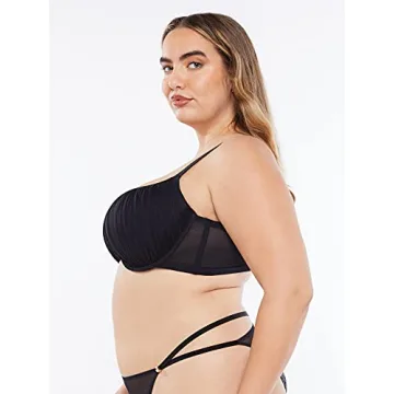 Savage X Fenty Gathered Mesh Balconette Bra in Caviar