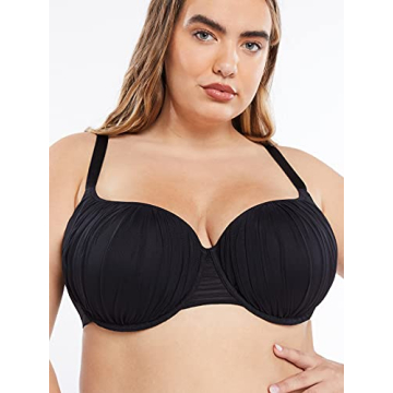 Savage X Fenty Gathered Mesh Balconette Bra in Caviar