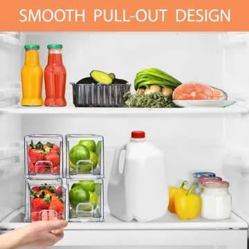 Sorbus Fridge Drawers - Clear Stackable Pull Out Refrigerator Organizer Bins - Food Storage Containers for Kitchen, Refrigerator, Freezer, Vanity & Fridge Organization and Storage (4 Pack | Small)