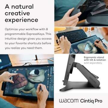 Wacom Cintiq Pro 22 Drawing Tablet with Screen, 21.5" Ultra HD 4K. 10-bit 120Hz Touchscreen Display Graphic Arts Tablet with Pro Pen 3, for Windows PC, Mac, Linux