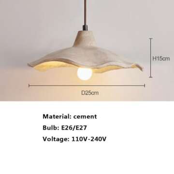 DZQWLL Cement Pendant Light, Modern Style Art Ceiling Light with Vintage Cement Lampshade, Industria...