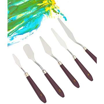 Cake cream spatula 5 pieces, stainless steel cake spatula Baking pastry tools Art painting tools palette cake decorating knife, 11.8x5