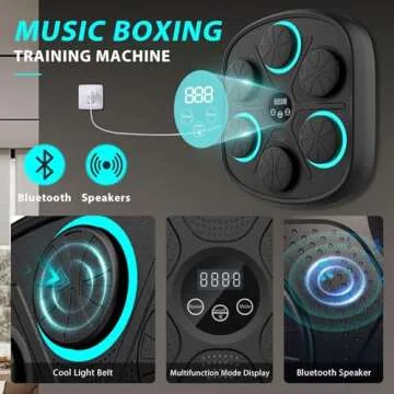 2024 New Smart Music Boxing Machine with Boxing Gloves, Wall Mounted Smart Bluetooth Music Boxing Trainer with LED, Electronic Focus Agility Training Digital Boxing for Adults and Kids