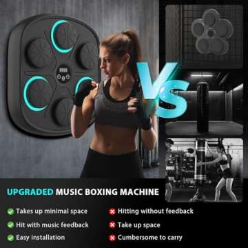 2024 New Smart Music Boxing Machine with Boxing Gloves, Wall Mounted Smart Bluetooth Music Boxing Trainer with LED, Electronic Focus Agility Training Digital Boxing for Adults and Kids