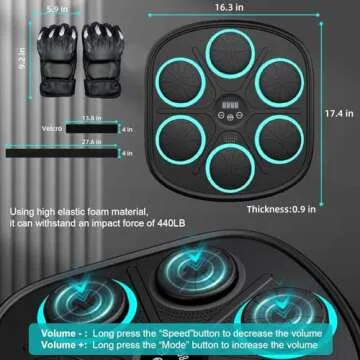 2024 New Smart Music Boxing Machine with Boxing Gloves, Wall Mounted Smart Bluetooth Music Boxing Trainer with LED, Electronic Focus Agility Training Digital Boxing for Adults and Kids