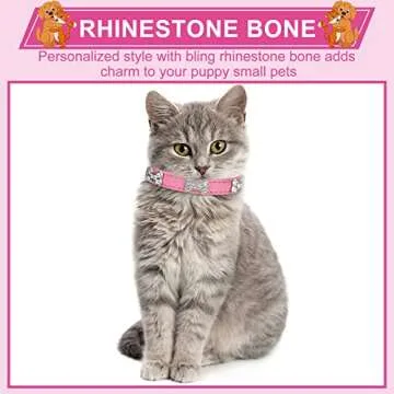 6 Pcs Puppy Collars Pink Rhinestones Dog Cat Collar Bling Diamond with Rhinestone Crown Flowers Bowtie Bone Decoration for Dogs Cats(X-Small)