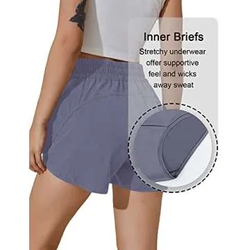 BMJL Women's Running Shorts Elastic High Waisted Shorts Pocket Sporty Workout Shorts Quick Dry Athle...
