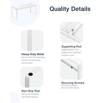 Nxconsu Expandable Cabinet Shelf Organizer Riser for Kitchen Pantry Cupboard Under Sink Countertop Home Storage Organization Rack Space Saver Freestanding Heavy Duty Nonslip Stackable White