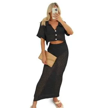 Saodimallsu Women Crochet Beach Cover Up Set - Chic Comfort for Every Occasion
