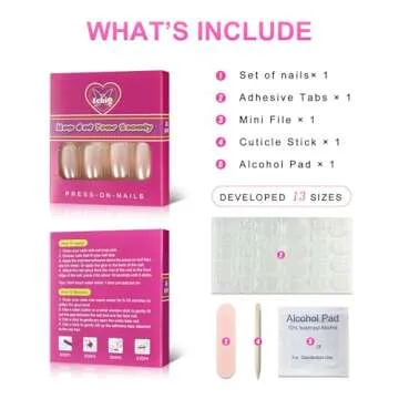 EchiQ Shimmer White Square French Fake Nails for Women