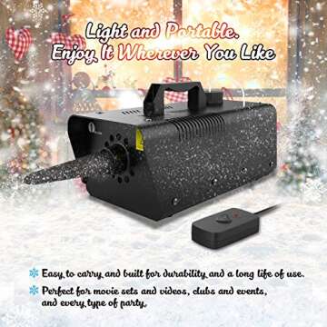 1byone 650W Snow Machine Wired Remote Control Great Machine for Kids, Parties, Parades
