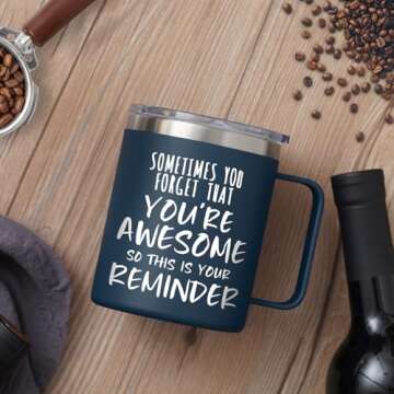 NOWWISH Valentines Day Gifts for Him Men Husband - Awesome Coffee Mug, Inspirational Birthday & Holiday Presents for Men Him Boyfriend, 14oz Navy Blue
