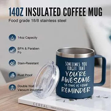 NOWWISH Valentines Day Gifts for Him Men Husband - Awesome Coffee Mug, Inspirational Birthday & Holiday Presents for Men Him Boyfriend, 14oz Navy Blue