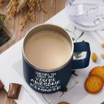 NOWWISH Valentines Day Gifts for Him Men Husband - Awesome Coffee Mug, Inspirational Birthday & Holiday Presents for Men Him Boyfriend, 14oz Navy Blue