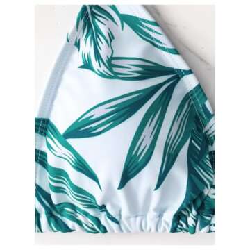 COZYEASE Women's 3 Piece Swimsuits Hawaiian Tropical Print Bikini Set Halter Drawstring Side Bathing Suits with Cover Up