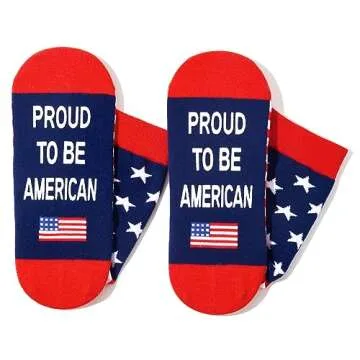 HAPPYPOP Patriots Gifts Gifts For Men Women - American Gifts American Flag Gifts Republican Gifts, America Flag Socks Patriots Socks USA Socks Patriotic Socks