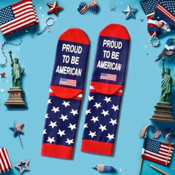 HAPPYPOP Patriots Gifts Gifts For Men Women - American Gifts American Flag Gifts Republican Gifts, America Flag Socks Patriots Socks USA Socks Patriotic Socks