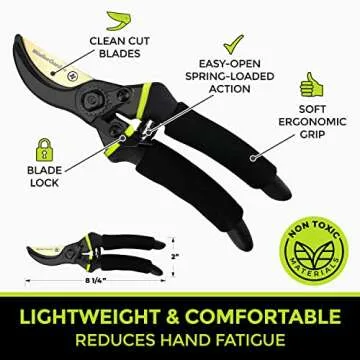 Mueller Soft Grip Garden Pruning Shears, Heavy Duty Pro Series Garden Clippers, Bypass Pruners, Durable Hardened Titanium Blades, 3/4" Cutting Diameter, Blade Lock
