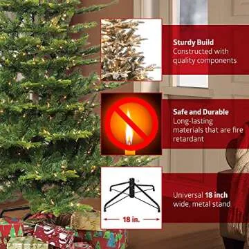 Puleo International 4.5 Foot Pre-Lit Flocked Portland Pine Pencil Artificial Christmas Tree with 100 UL Listed Clear Lights