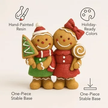 iStatue Gingerbread Boy Girl Resin Figurine for Christmas