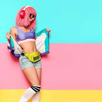 Rave Fanny Pack, Neon Fanny Pack, Party Fanny Pack, Funny Fanny Pack- Includes Galaxy Face Mask Bandana - Festival Gear, Rave Gear, Rave Outfit for Men Women