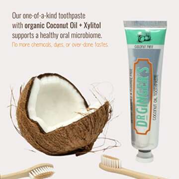Dr. Ginger's Coconut Oil Toothpaste, All-Natural Oil Pulling & Xylitol for Fresh Breath, Gum Health,...