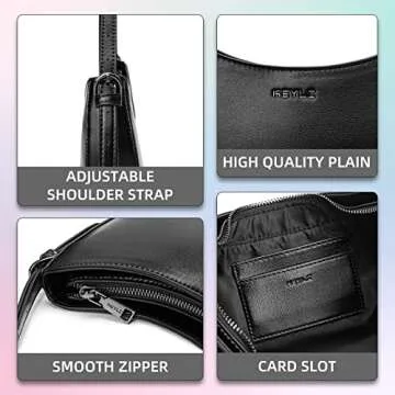 Keyli Women's Fashion Shoulder Bag, Black, Leather, 11.8" x 2.3" x 8"