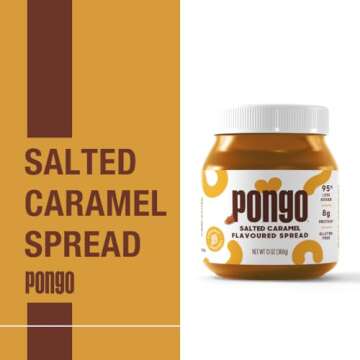 Pongo Salted Caramel Sauce - Low Sugar, Low Carb Spread, Keto-Friendly Dessert Topping (13 Oz Jar)