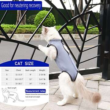 kzrfojy Cat Surgery Recovery Suit Cat Onesie for Cats After Surgery Spay Surgical Abdominal Wound Sk...