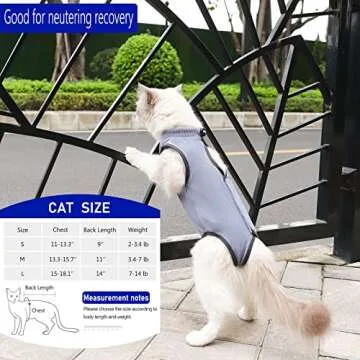 kzrfojy Cat Surgery Recovery Suit Cat Onesie for Cats After Surgery Spay Surgical Abdominal Wound Sk...