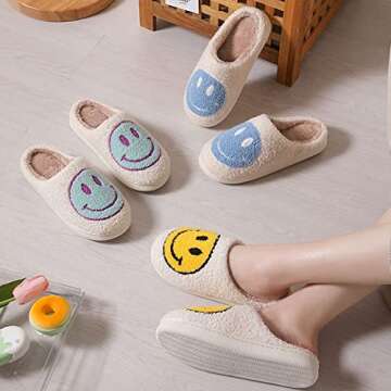 kissxiaoya Smiley Face Slippers - Cozy, Stylish & Versatile