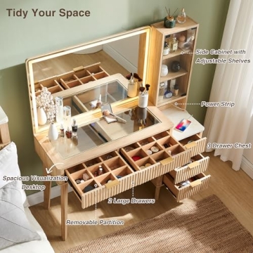 Stylish T4TREAM 48" Makeup Vanity with Mirror & Lights