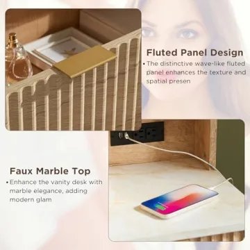 Stylish T4TREAM 48" Makeup Vanity with Mirror & Lights