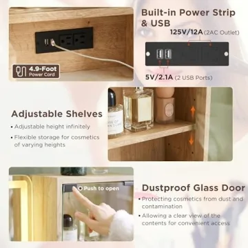 Stylish T4TREAM 48" Makeup Vanity with Mirror & Lights