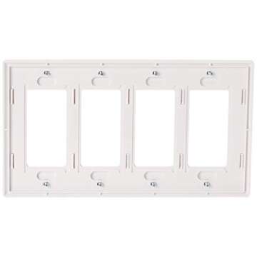 Lutron Claro 4 Gang Decorator/Rocker Wallplate, For Light Dimmers, Switches and Accessories, Snap-On Installation, No Visible Screws, Gloss, CW-4-WH, White