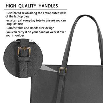 Laptop Bag for Women Waterproof Lightweight Leather 15.6 Inch Computer Tote Bag Business Office Briefcase Large Capacity Handbag Shoulder Bag Professional Office Work Bag 15.6 Inch Grey