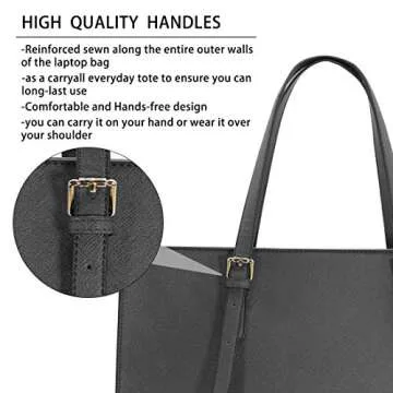Laptop Bag for Women Waterproof Lightweight Leather 15.6 Inch Computer Tote Bag Business Office Briefcase Large Capacity Handbag Shoulder Bag Professional Office Work Bag 15.6 Inch Grey