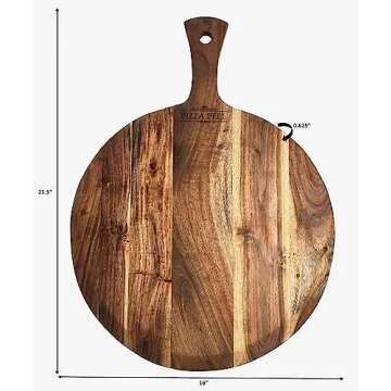 Mountain Woods PPAL Gourmet Acacia Hardwood Pizza Peel/Cutting Board/Serving Tray, Large, 21.25 x 16 x 0.625, Brown