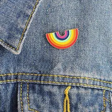 Sowaka 2 Pcs Rainbow Brooch Pins Gay Pride Flag Enamel Lapel Collar Shirt Dress Hat Shawl Pins Accessories for Lesbian Women Men Cloth Bag Decoration (Bridge)