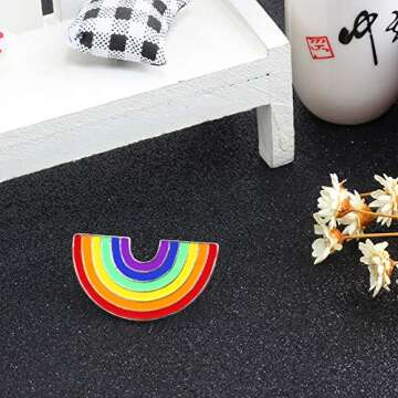 Sowaka 2 Pcs Rainbow Brooch Pins Gay Pride Flag Enamel Lapel Collar Shirt Dress Hat Shawl Pins Accessories for Lesbian Women Men Cloth Bag Decoration (Bridge)