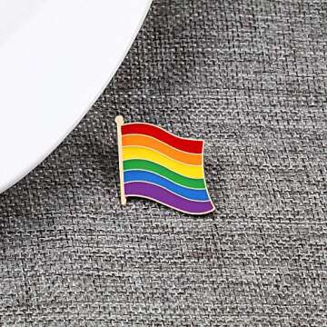 Sowaka 2 Pcs Rainbow Brooch Pins Gay Pride Flag Enamel Lapel Collar Shirt Dress Hat Shawl Pins Accessories for Lesbian Women Men Cloth Bag Decoration (Bridge)