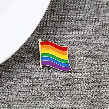 Sowaka 2 Pcs Rainbow Brooch Pins Gay Pride Flag Enamel Lapel Collar Shirt Dress Hat Shawl Pins Accessories for Lesbian Women Men Cloth Bag Decoration (Bridge)