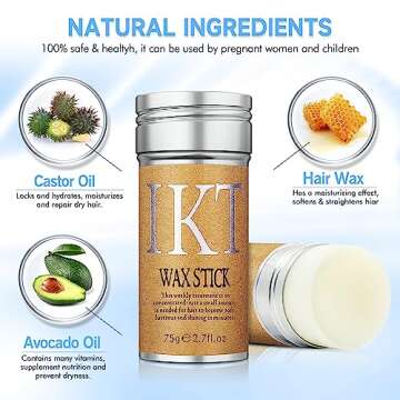 SUOFEIYA Hair Wax Stick, Wax Stick for Hair Wigs Edge Control Slick Stick Non-Greasy Hair Styling Wax Stick for Fly Away (Amber)