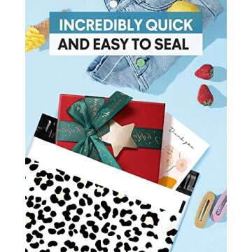 Ndeno 50 Pack Thank You Poly Mailers Leopard Shipping Bag with Self Sealing, Large Mailing Bags for Small Business - Shipping Envelopes for Clothing (15x19 IN, 50pack, Leopard)