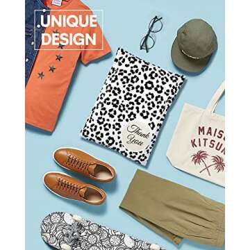 Ndeno 50 Pack Thank You Poly Mailers Leopard Shipping Bag with Self Sealing, Large Mailing Bags for Small Business - Shipping Envelopes for Clothing (15x19 IN, 50pack, Leopard)