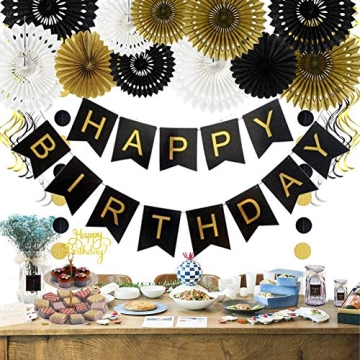 Stunning Black Gold White Honeycomb Paper Fans for Parties